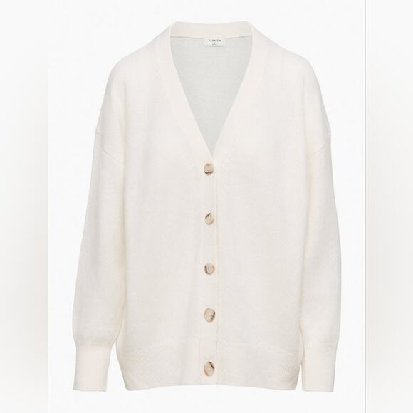 Aritzia Babaton Alftan Luxe Cashmere Cardigan in Birch Ivory 2XS XXS - Picture 3 of 9